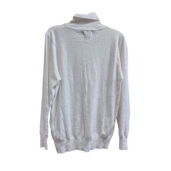 Abollria Womens Turtleneck Sweater L Lightweight Knit White Polyester/Viscose/Ny - Picture 2 of 5